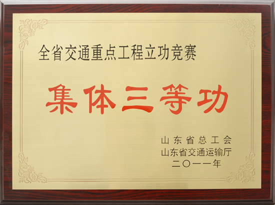 2011年省交通重點工程立功競賽”集體三等功“